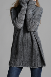 Casual Solid Split Joint Turtleneck Tops Sweater